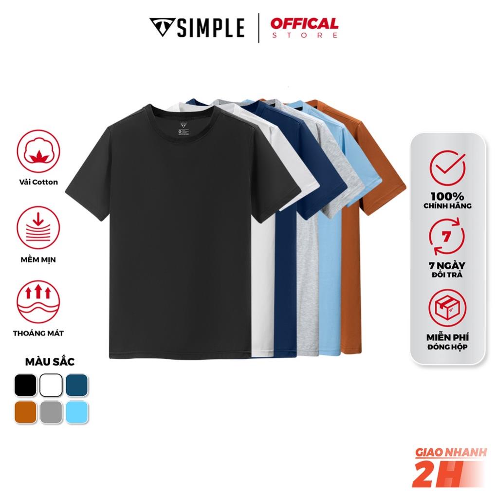 Áo Thun Nam Cổ Tròn TSIMPLE vải Cotton co giãn dày dặn phông trơn basic tay ngắn nhiều màu !