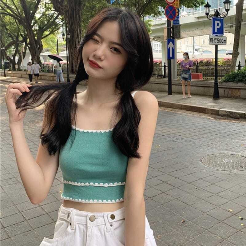 Áo Gile Korean Slim Knitted Sleeveless Short Waistcoat