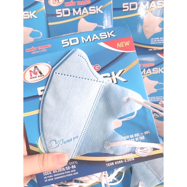 [Combo 5 Hộp Khẩu Trang ]5D Mask Nam Anh Trắng,Đen,Xanh,Xanh Đen(Hộp 10c)