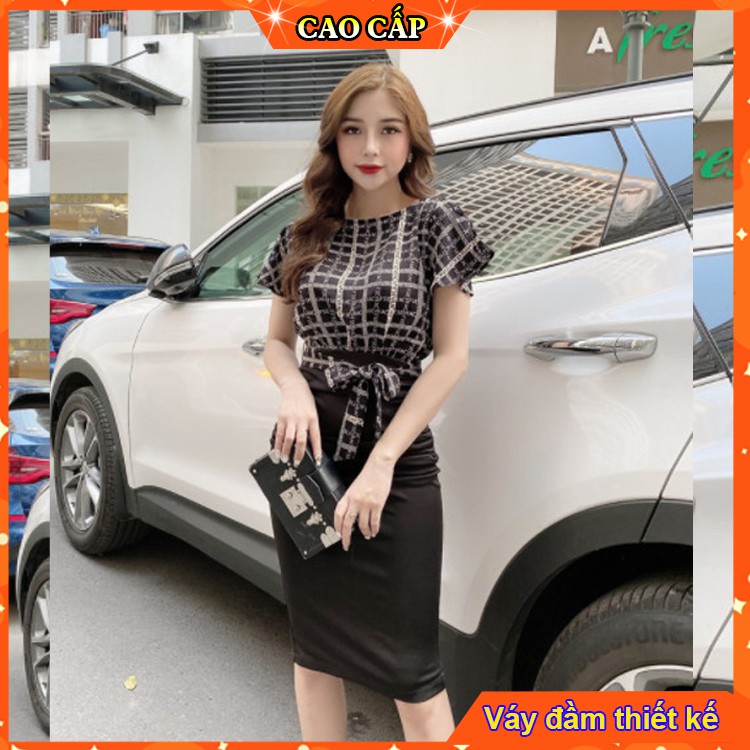 Set bộ chân váy kèm sơ mi buộc bụng công sở thiết kế chữ A cao cấp lịch thiệp giúp chị em tự tin nơi làm việc