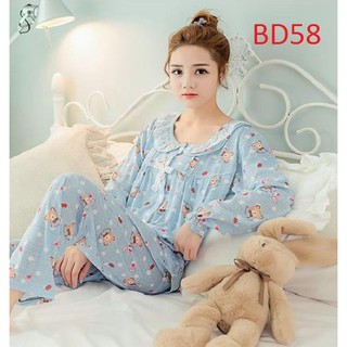 Bộ đồ bầu và sau sinh gấu xanh hàng Quảng Châu cao cấp - BD58