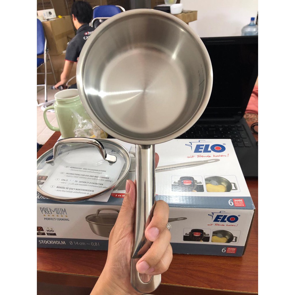 [Hàng Sale] Nồi Inox Đáy Liền 3 Lớp Stockholm, Size 14cm, Kèm Vung Kính, Nồi Đáy Từ Chính Hãng Đức Đun Bếp Từ, Bếp Điện