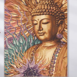 (Loại Khung Dày) Tranh sơn dầu số hóa TN4388 Tranh Phật đã căng khung và đầy đủ phụ kiện, sơn bóng
