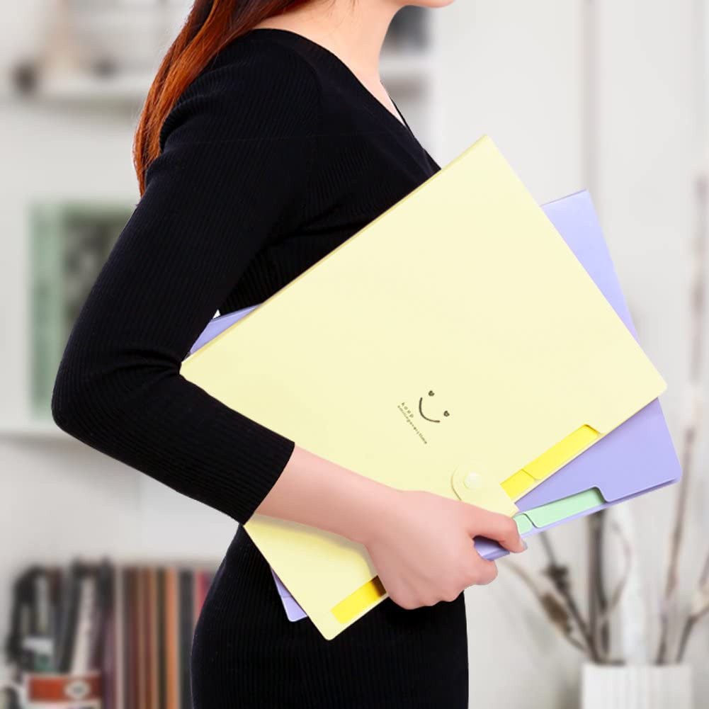 Bìa Đựng Tài Liệu 5 Ngăn Khổ A4 10 Màu Có Nút Bấm Tiện Dụng