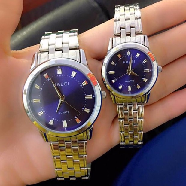Đồng Hồ Nam Halei 502 Dây Thép Mặt Xanh Sang Trọng TẶNG HỘP VÀ PIN