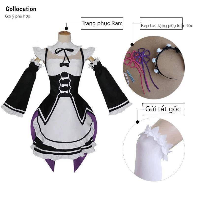 Ram Rem cos suit Rem maid outfit Ram maid outfit Lolita outfit A different world life from scratch cosplay women's clothing boss