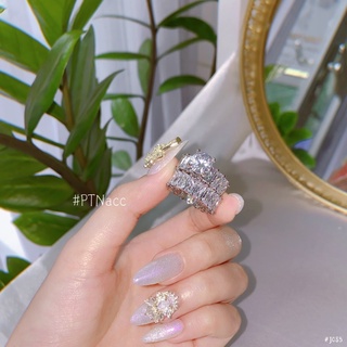 ᴾᵀᴺᵃᶜᶜ Nhẫn nữ bạch kim full đá paguet siêu sáng