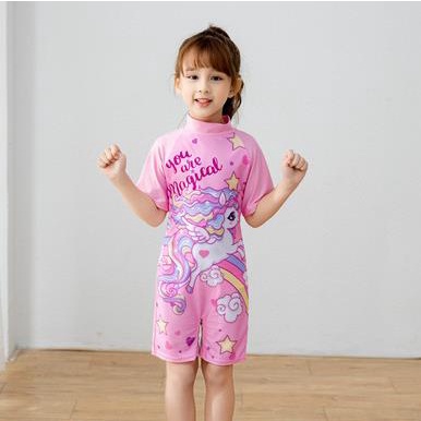 Unicorn Printing Kids Đồ bơi cho bé trai bé gái đồ áo tay ngắn jumpsuit nhân vật