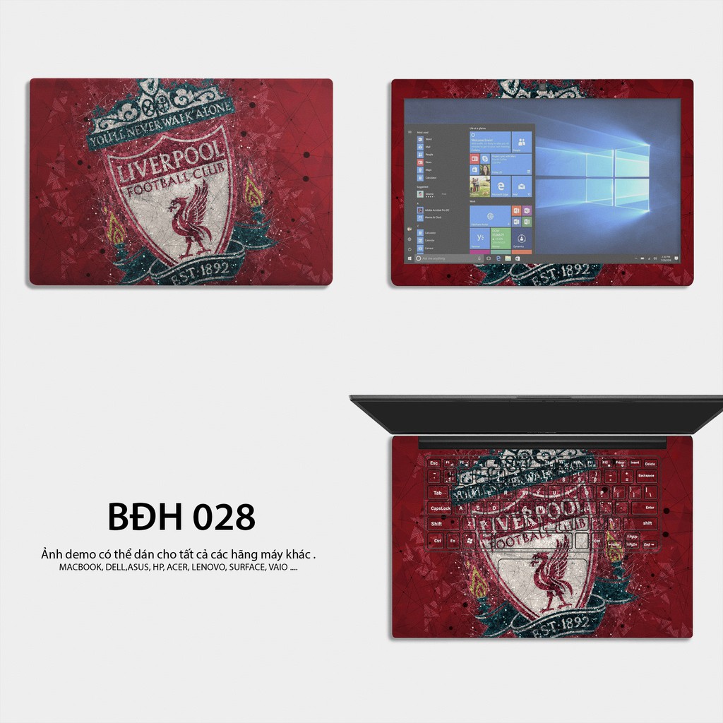 Bộ skin dán laptop mẫu Logo Liverpool / Có mẫu decal dán cho tất cả các hãng máy tính