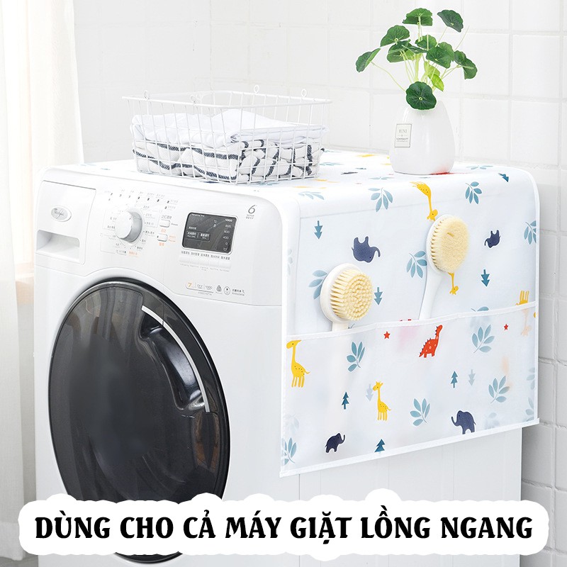 Khăn phủ tủ lạnh máy giặt chống bụi có túi đựng đồ dày dặn mẫu mới nhất 2020