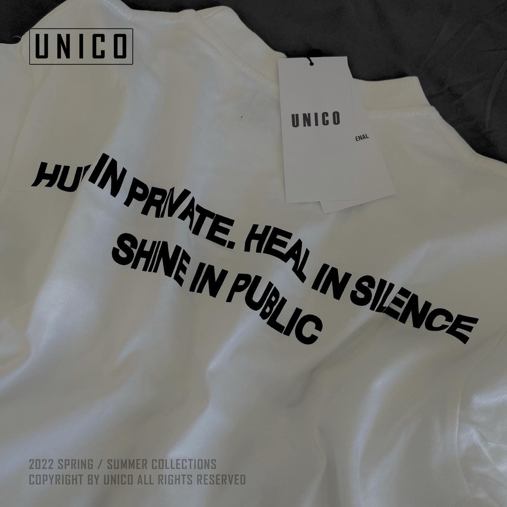 Áo thun tay lỡ Unico Shine áo phông nam nữ unisex in chữ Local Brand cotton 4 chiều