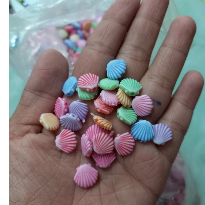 10/25/50gam Hạt Nhựa Hình Vỏ Sò Dùng Làm Phụ Kiện Thời Trang