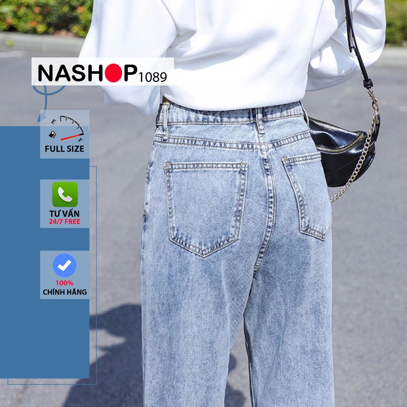 Quần jean bò baggy nữ màu xanh full size S M L mẫu mới đẹp nhất 2021 QT13 nashop 1089
