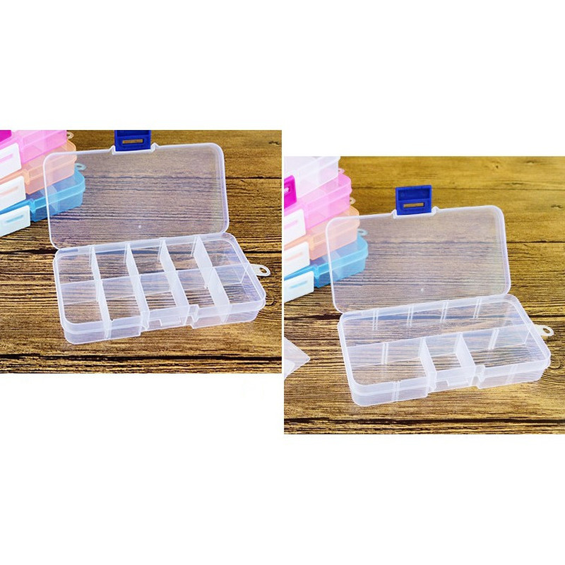Hộp Nhựa Trong Suốt 10 Ngăn Đựng Trang Sức Tiện Dụng