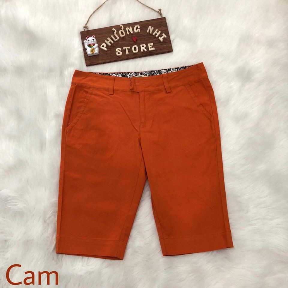 Quần Lửng Kaki Thun Màu Cam / Quần Lửng Nữ Trơn Basic
