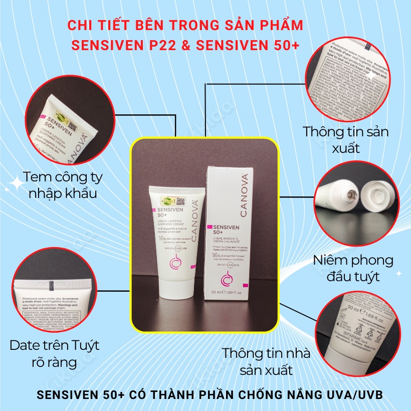 Kem dưỡng da nhạy cảm K7 Da liễu CANOVA P22 ITALYA giảm kích ứng đỏ da ngăn ngừa lão hóa