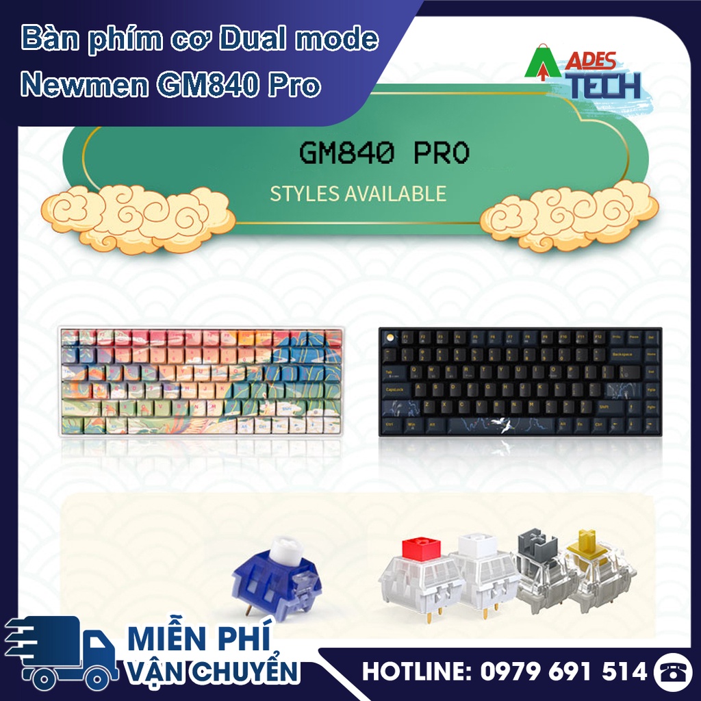 Bàn phím cơ không dây Dual mode Newmen GM840 Pro PHIÊN BẢN LONG PHỤNG SUM VẦY