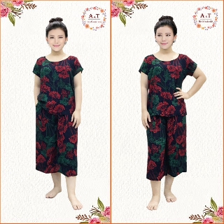 BỘ MẶC NHÀ LANH TRUNG NIÊN QUẦN ỐNG RỘNG