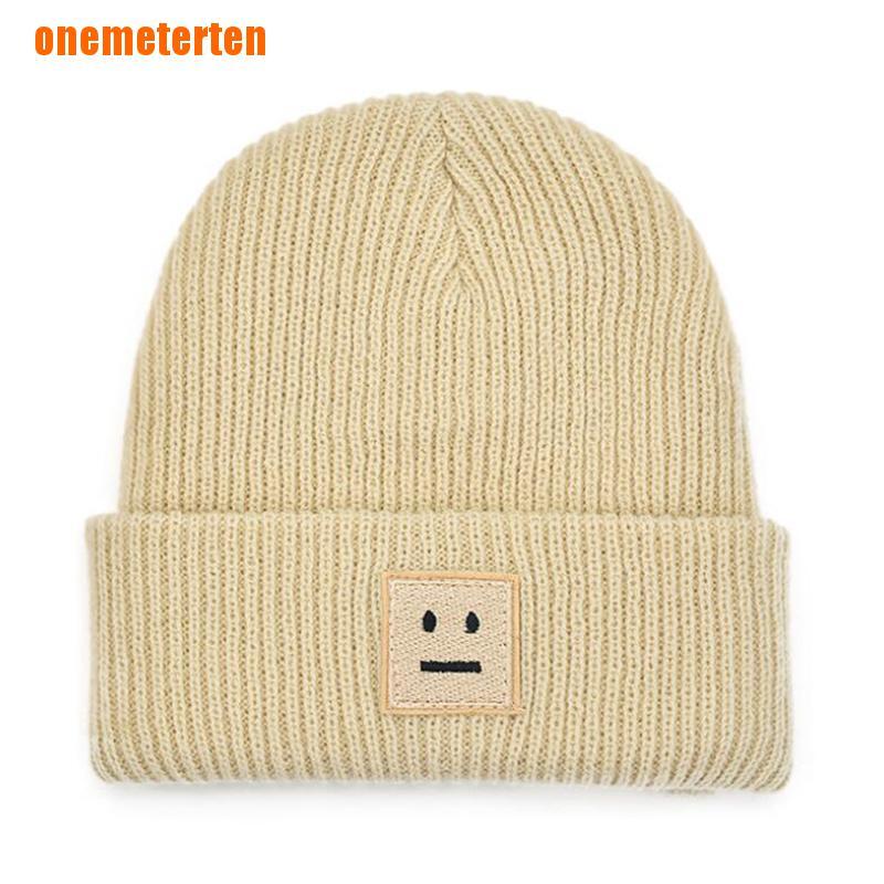 Mũ Len Beanie Họa Tiết Mặt Cười Dễ Thương