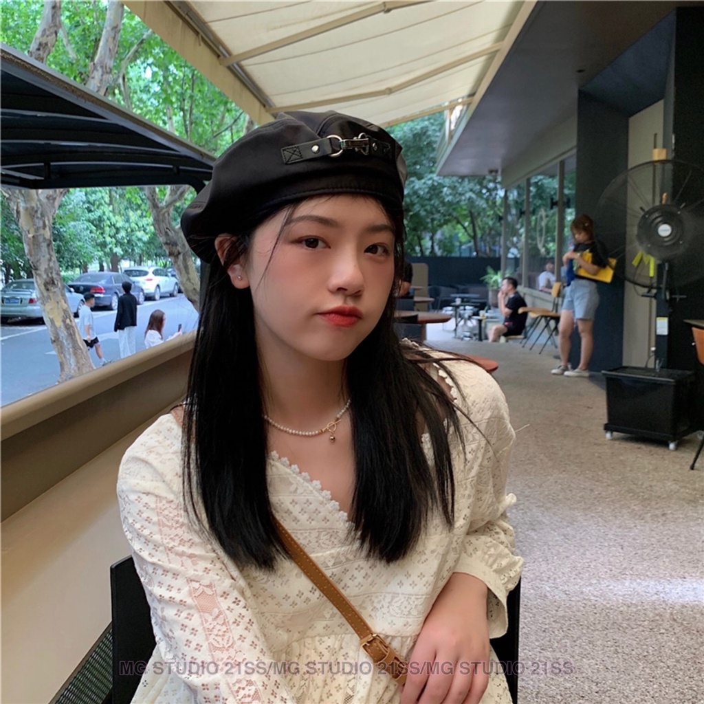 Mũ beret MG STUDIO thiết kế khóa cài kim loại thời trang