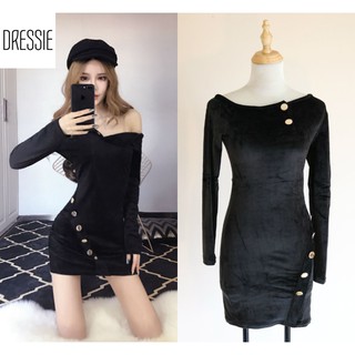 [HÌNH THẬT] Váy Áo Đầm Ôm Body Cao Cấp DRESSIE Sexy Thời Trang Nữ Đẹp Dạo Phố Dự Tiệc Cưới - DB96 (Đen)