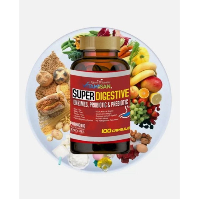 Viên Bổ Sung Lợi Khuẩn Enzyme 100 tỷ, Prebiotics Probiotics Enzyme Tiêu Hóa Cải Thiện Hấp Thu 100v VTMS