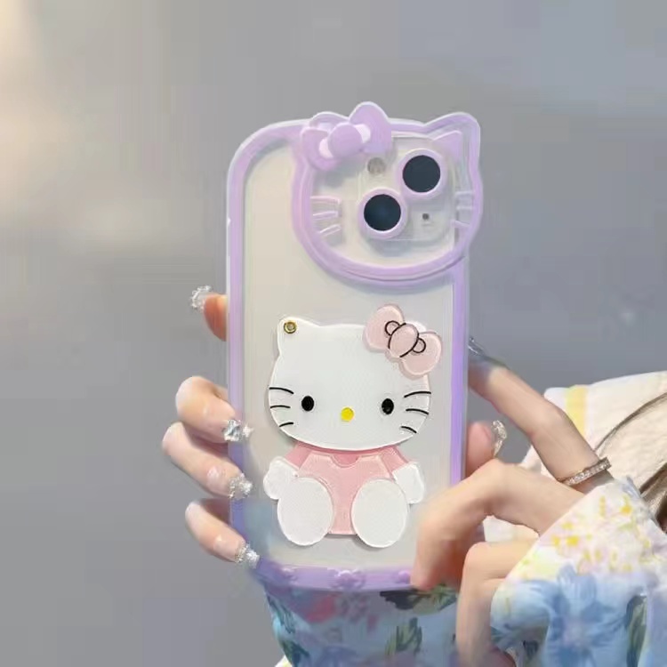 Ốp Điện Thoại Mềm Chống Sốc Có Gương Hình Hello Kitty Cho iPhone 13 Pro max 13Pro 13 12Pro max 12 Pro 11 Pro max 11 XS XR XSMAX