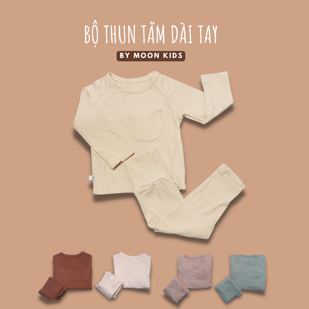 Bộ Quần Áo Dài Tay Thun Tăm Hàn Mặc Nhà Cho Bé Trai, Bé Gái 7 - 17kg - Moon kids fashion