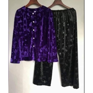 Bộ áo nhung màu quần nhung đen cho bà