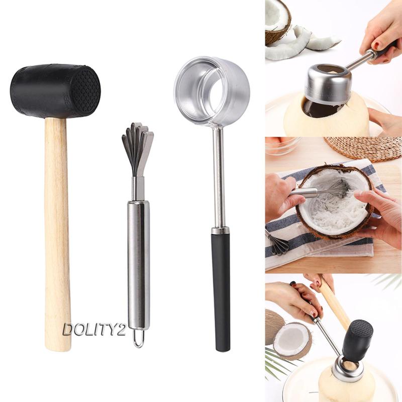 Set 3 Dụng Cụ Mở Dừa 2 Món Bằng Vỏ Dừa Thoải Mái