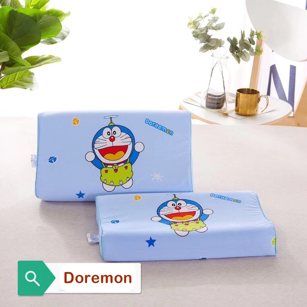 Gối cao su non trẻ em hoạt hình 3D vỏ gối Cotton mềm mát ( size 25cm x 45cm x 5cm ) hàng đẹp