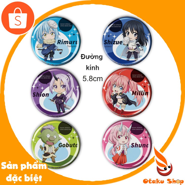 Set 6 Huy hiệu Anime Tensei shitara Slime Datta Ken a Slime - Otakushop