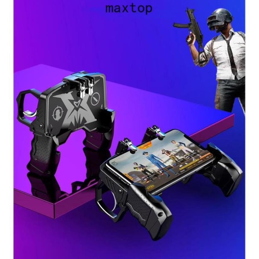 Tay cầm chơi game k21 - kèm nút bấm cho game PUBG, ROS, Free Fire..gắn điện thoại tiện lợi -