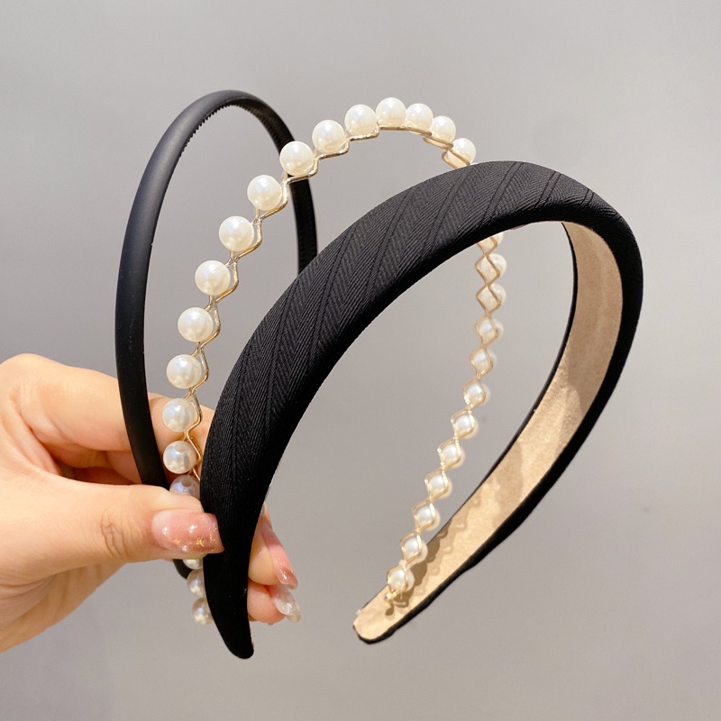 Bộ 3 Băng Đô Rửa Mặt Đính Ngọc Trai Phong Cách Hàn Quốc Dành Cho Nữ
