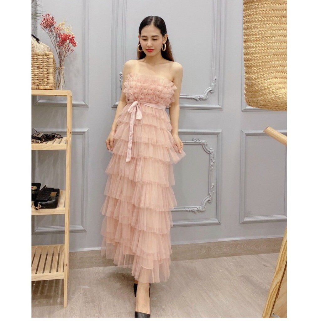 ⚡ ẢNH THẬT ⚡  Đầm váy dự tiệc nhiều tầng lưới siêu hót ❤ Dáng công chúa maxi sang chảnh 4 màu 2 dây dáng dài