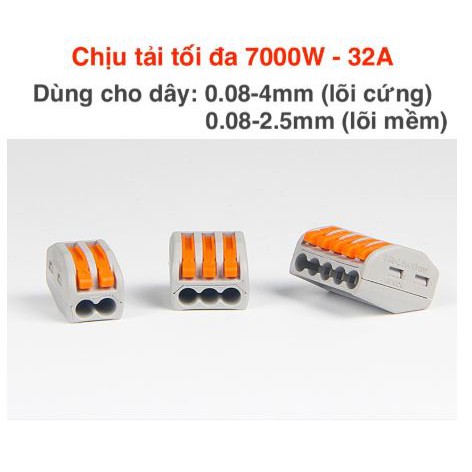 Combo 10 cút nối dây điện nhanh KV774 2P (2 ĐẦU) - chịu tải 32A