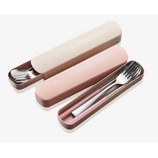 Bộ đũa muỗng nĩa inox hộp đựng nhựa an toàn