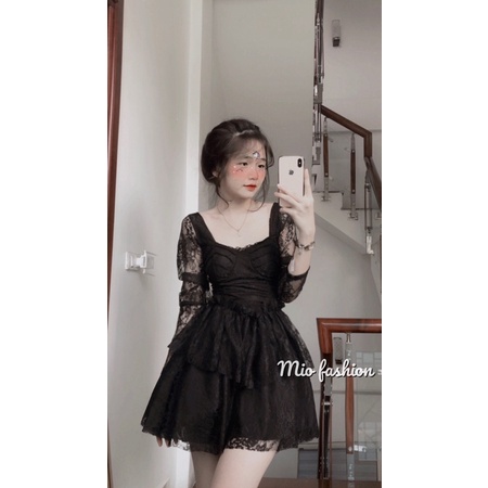 váy ren tầng cổ vuông ( ảnh thật shop chụp) | BigBuy360 - bigbuy360.vn