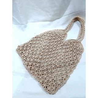 Túi lưới cá đi biển Macrame size L màu kem ,có ảnh thật