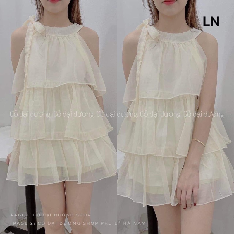 Váy ba tầng nơ cổ LN12