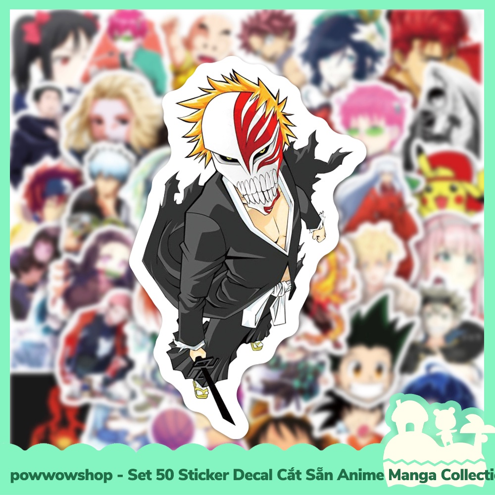 [Sẵn VN - Hỏa Tốc] Set 50 Sticker Mini Decal Dán Trang Trí Vật Dụng Mẫu Nhân Vật Anime Manga Tổng Hộp Collection