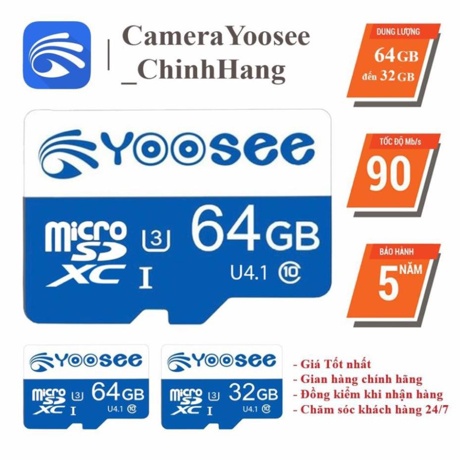 Thẻ nhớ 64GB/32GB YOOSEE Class 10 90Mb/s, Thẻ nhớ Yoosee chuyên camera Yoosee,Điện thoại,loa đài- Bảo hành 5 năm 1 đổi 1 | BigBuy360 - bigbuy360.vn