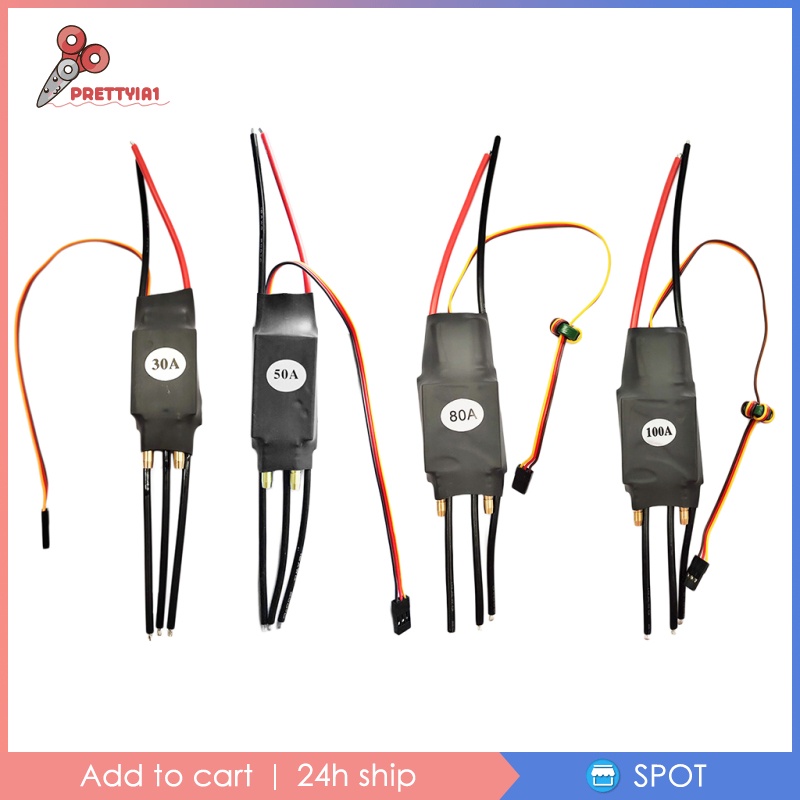 Bộ Điều Khiển Tốc Độ Không Chổi Than Prettyia1 30A / 50A / 80A / 100A ESC Cho Thuyền Điều Khiển Từ Xa