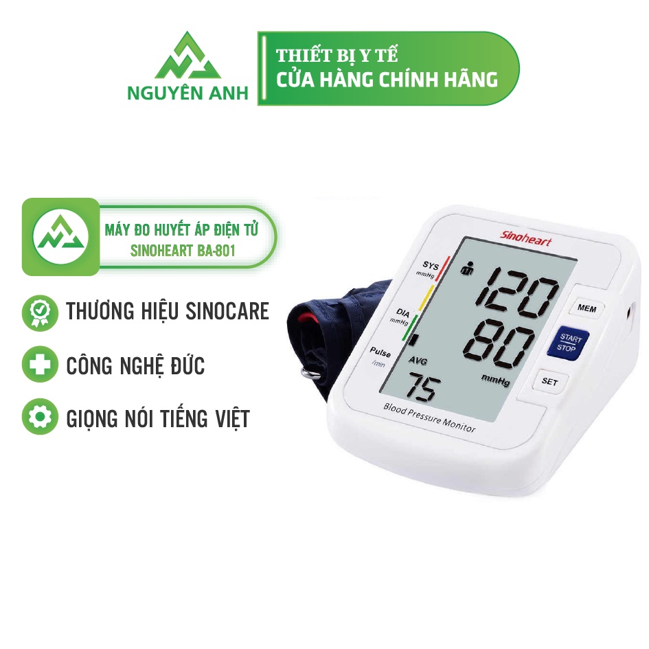 Máy đo huyết áp điện tử Sinoheart BA-801 có giọng nói Tiếng Việt - Y Tế Nguyên Anh