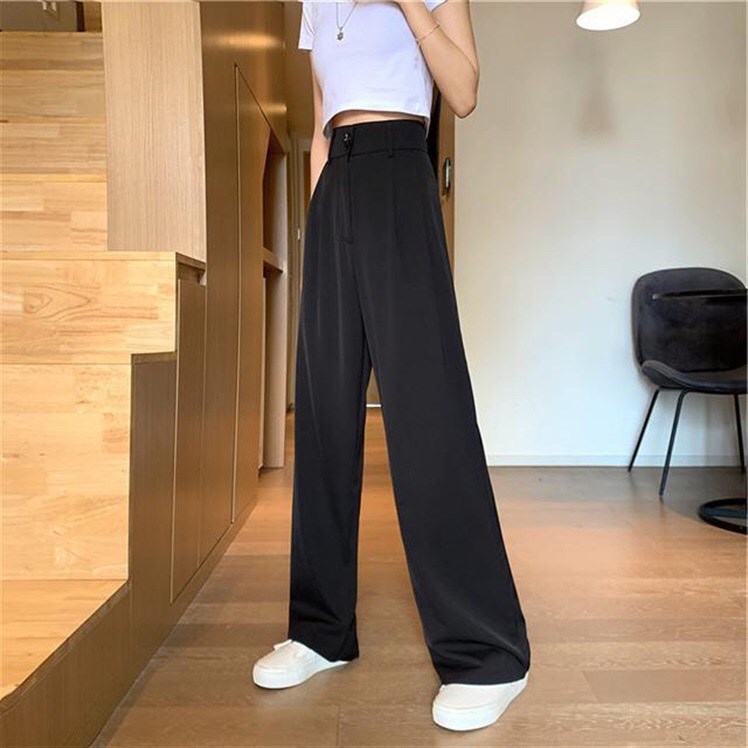 Quần ống rộng, ống xuông kiểu dáng culottes chất liệu tuyết mưa dày dặn cao cấp thời trang nữ phong cách ulzzang