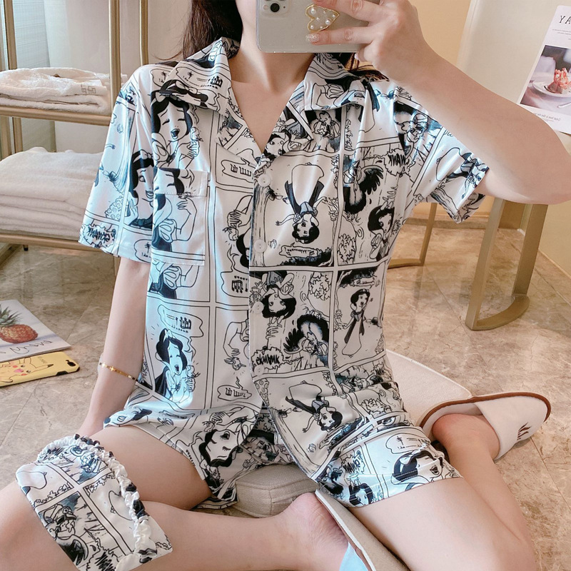 Bộ Đồ Ngủ Dài Tay Phong Cách Hàn Quốc Quyến Rũ Dành Cho Nữ đồ ngủ pyjamas pijama nam nữ mùa hè đồ đôi pijama ngắn lụa satin dễ thương bigsize đồ mặc nhà cao cấp