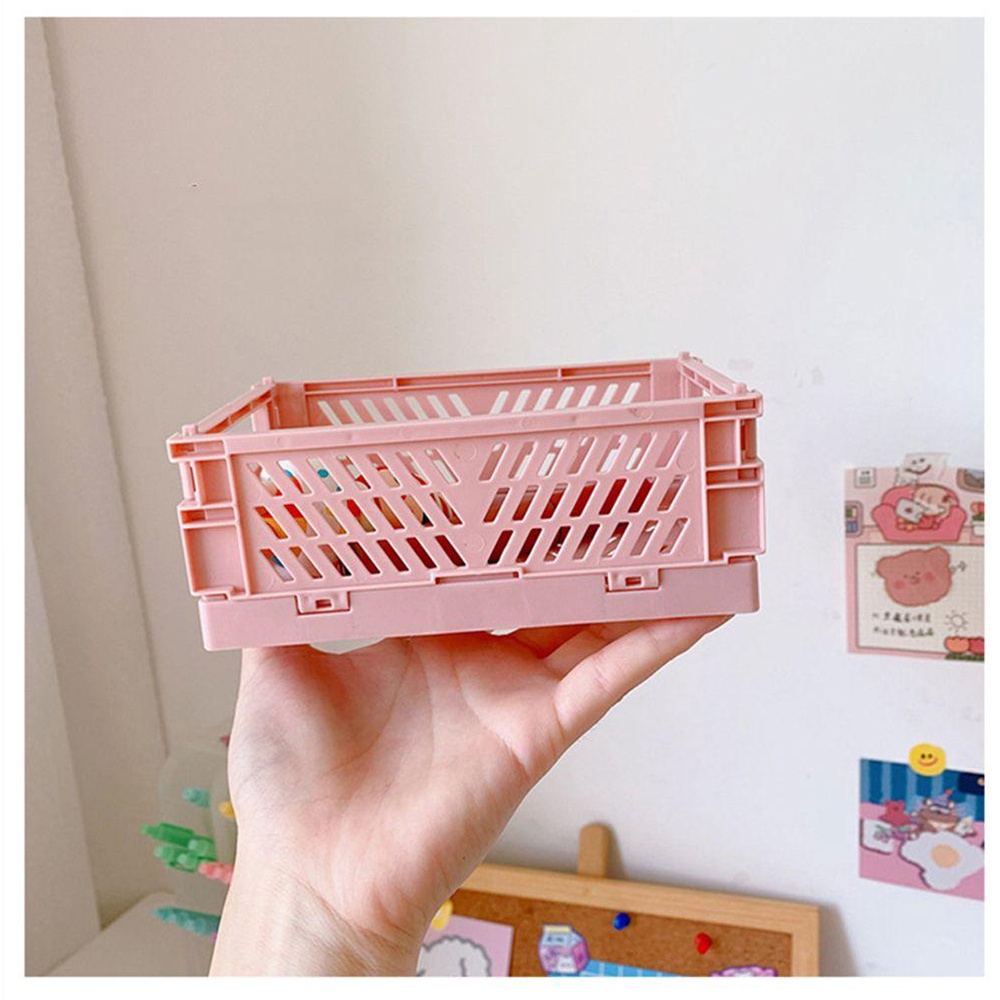 .Giỏ Đựng Đồ Dùng Bằng Nhựa Có Thể Gấp Gọn Tiện Dụng Cho Học Sinh