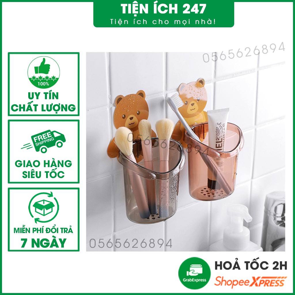 Cốc gấu dán tường, cốc đựng bàn chải hình gấu Tienich247 - Cốc gấu đựng bàn chải đa năng