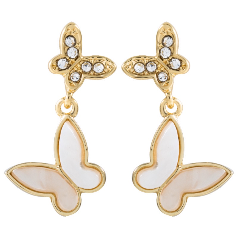 Khuyên Tai Hình Bướm Đính Đá Zircon Phong Cách Hàn Quốc