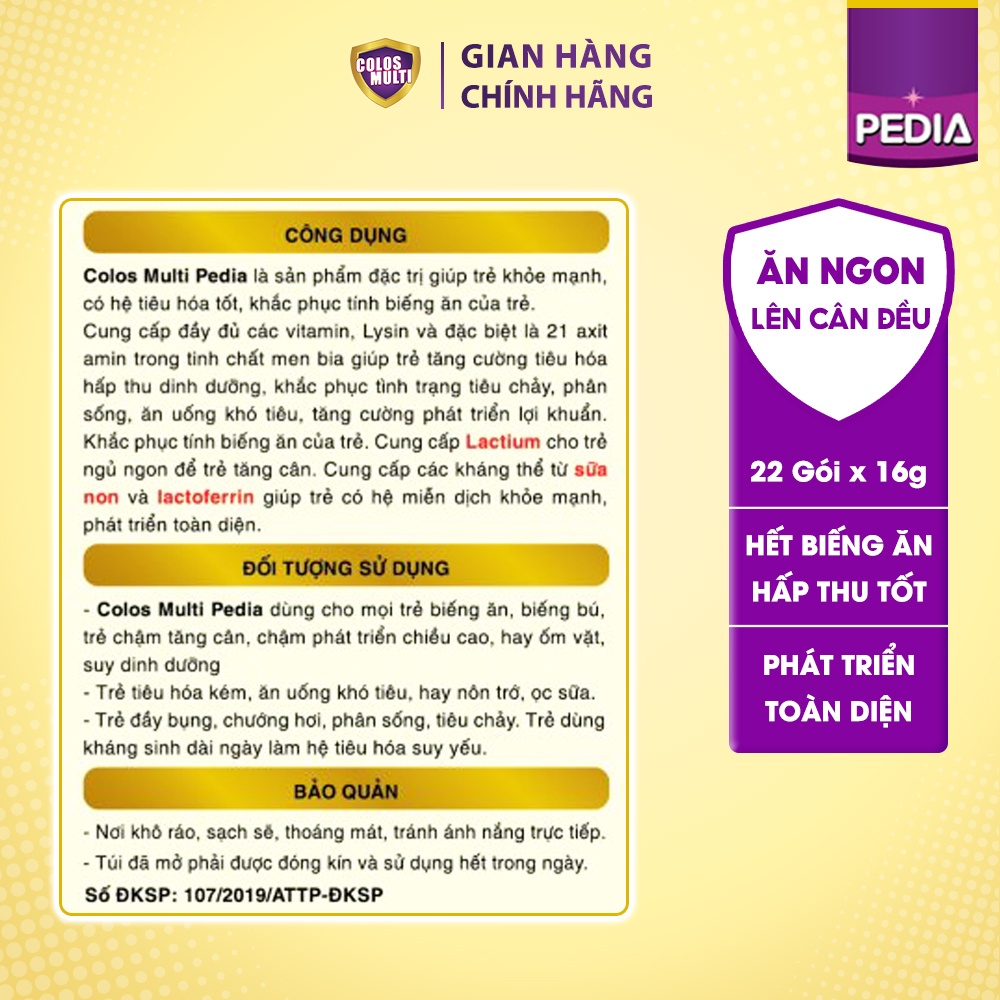 [Mã MKBCOL5 giảm 10% đơn 600K] Sữa non cho bé Colosmulti Pedia hộp 2 gói x16g,chuyên biệt hỗ trợ trẻ ăn ngon -MẪU THỬ